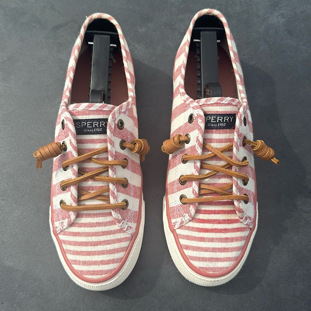 Sperry Top Siders Red/White Striped Sneakers